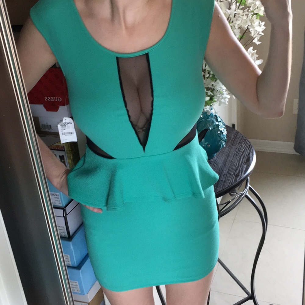 NWT green and mesh dress